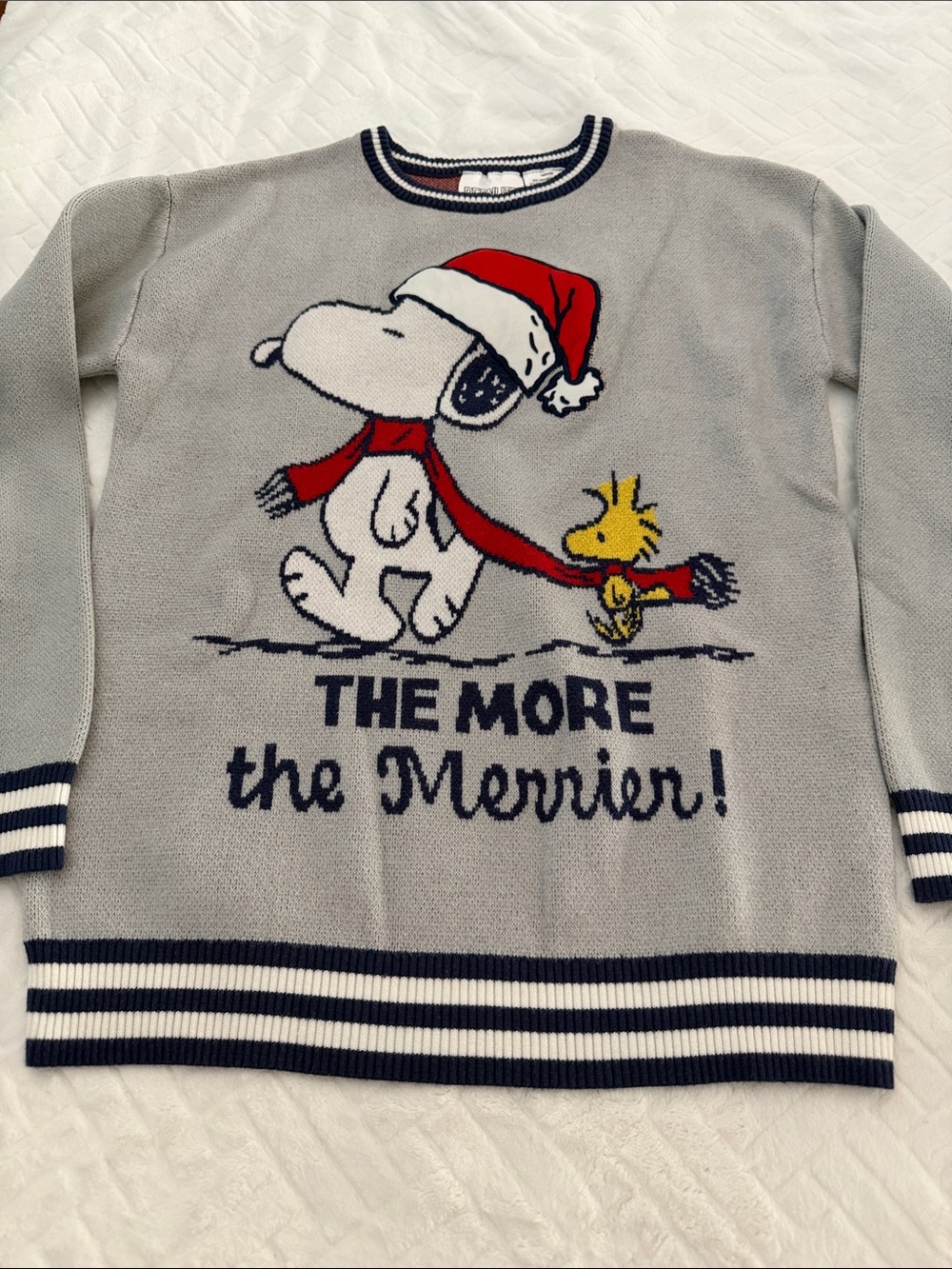 Grey Snoopy Holiday Crewneck Sweater - Kids size L 14/16